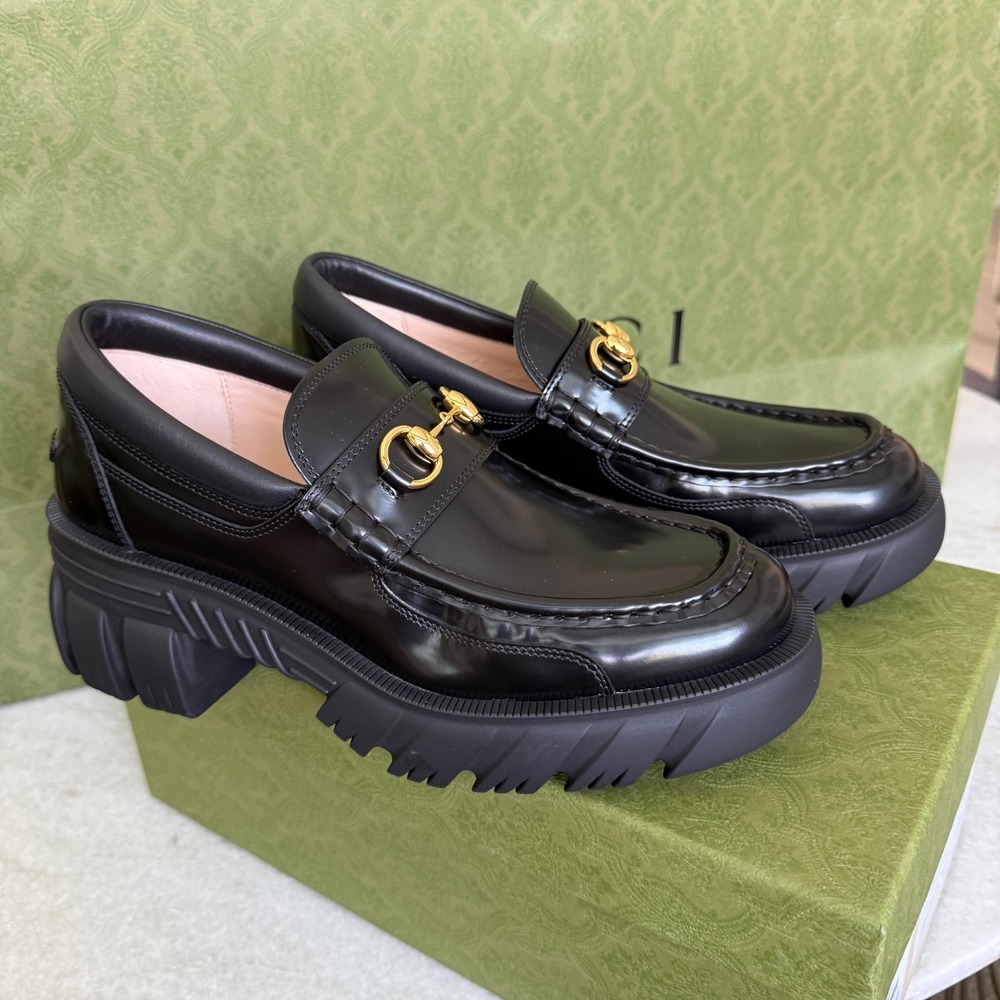 Gucci Women's Loafer with Horsebit Black Leather 656869, size 40+